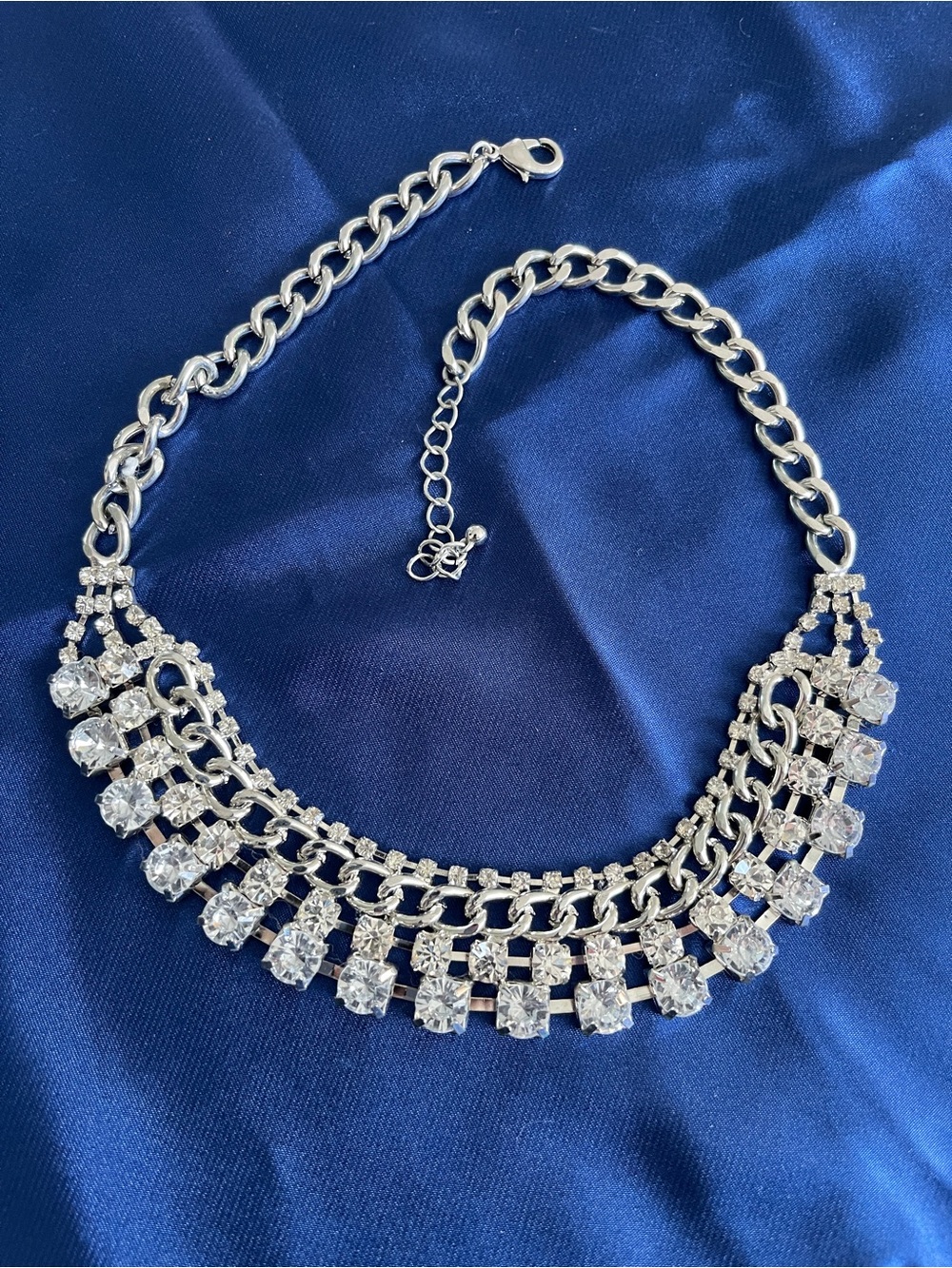 Silver Crystal Statement Necklace - Women Jewelry
